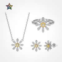 wholesale S925 Sterling Silver Earrings Necklace Ring for Women, Exquisite Daisy Design, Minimalist and Elegant Luxury Accessories-DY180037-SQ-HB#8 925 Silver