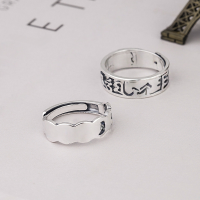 wholesale S925 Sterling Silver Retro Antique Hollow Six-Character Mantra Scripture Wide Band Ring, National Style Adjustable Ring-YJ011/A model is about 2.7 grams. The opening is adjustable.