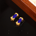 wholesale Gold-plated S925 ancient silver fittings set with natural lapis lazuli rectangular barrel beads and spacer beads for DIY jewelry accessories-0-5