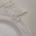 wholesale S925 Sterling Silver Natural Bread Pearl Earrings for Women, New Ins Trendy Minimalist Stud Earrings-0-3