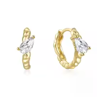 wholesale 925 Sterling Silver Twist Threaded Marquise Hoop Ear Clasp Earrings -gold