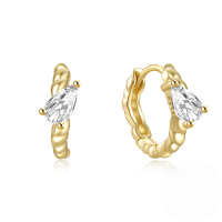 wholesale 925 Sterling Silver Twist Threaded Marquise Hoop Ear Clasp Earrings,ins。-gold