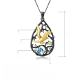 wholesale S925 Sterling Silver Original Design Pendant Flybird's Paradise Topaz High-end Accessory Natural Garnet Necklace-0-1