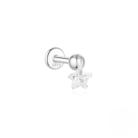 wholesale S925 Sterling Silver With White Gold Plating, Daily Wear Flat Back Threaded Ear Bone Stud Featuring Zircon Accents-Single platinum #7