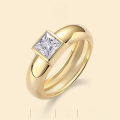 wholesale Gold-plated sterling silver 1-carat moissanite ring for women, small and niche, high-end, ins-style, full-body silver jewelry wholesale-0-0