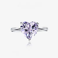 wholesale 925 Silver Shipei New 4-Carat Heart-Shaped 10*10 High Carbon Diamond Ring, Minimalist and Elegant Love Band-Cultivation Red Treasure 10*10; J28【R-0308】 8