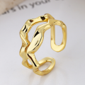 wholesale S925 Sterling Silver Double Layer Geometric Irregular Opening Ring Ins Minimalist Niche Light Luxury Style Band-0-1