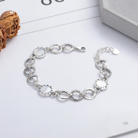 wholesale S925 Sterling Silver Korean and Japanese Creative Interlocking Circle Roman Numeral Pattern White Mother-of-Pearl Unique Design Bracelet-YS253/approx. 11.5g>925 silver