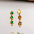 wholesale S925 silver gold-plated natural yang green jade six-link DIY bracelet semi-finished round pendant drop-0-6