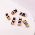 wholesale S925 Gold-Plated Silver Natural Lapis Lazuli Gourd Square Prism Four-Leaf Clover Accessory DIY Semi-Finished Bracelet Necklace Strand Charms-0-7