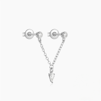 wholesale 925 Sterling Silver With Rhinestones, Star Chain Tassel Ear Clip, Ins。-Single platinum #2 925 silver