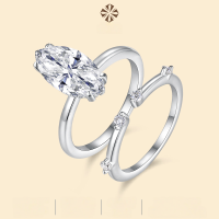 wholesale 925 Silver European & American New Fashion Stackable Ring for Women, Non-Tarnishing, Cross-Border Bestseller, Light Luxury Moissanite Ring-Moissanite Marquis 7*14mm US No. 8