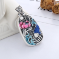 wholesale S990 Sterling Silver Retro Ethnic Style Epoxy Color Glaze Auspicious Clouds Waves Koi Carp Lotus Hollow-Out DIY Pendant-0-0