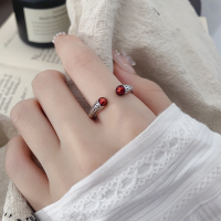 wholesale S925 Sterling Silver Golden Cudgel Ring Niche Match Head Adjustable Index Finger Ring, a Hit on Xiaohongshu-YFJ1436: about 3 grams