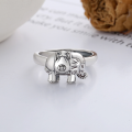 wholesale S925 Sterling Silver Vintage Antique 3D Elephant Coin Bag with Good Meaning Creative Design Openable Ring for Women-0-1