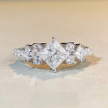 wholesale S925 Sterling Silver Princess Cut 6X6 Moissanite Ring for Women D Color White Moissanite-0-0