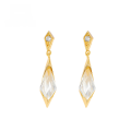 wholesale 9K Gold Metal Material, Yili Jewelry Source Wholesale Manufacturer of Jewelry, Japanese-style Small and Fresh Mori Series White Topaz and White Zircon Earrings-0-0