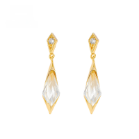 wholesale 9K Gold Metal Material, Yili Jewelry Source Wholesale Manufacturer of Jewelry, Japanese-style Small and Fresh Mori Series White Topaz and White Zircon Earrings-White Topaz Earrings 9K