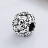 wholesale S925 Sterling Silver Retro Vintage Round Tube Bead Rope Twist Hollow-Out Lucky Bead DIY Necklace Accessories-086PF/single pendant approximately 4.4g 925 sterling silver