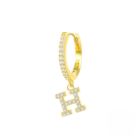 wholesale S925 Sterling Silver Single 26-letter Alphabet Ear Hoop,ins-Golden H