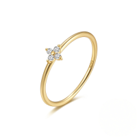 wholesale S925 Sterling Silver Crystal Flower Thin Band Ring, Versatile Index Finger Ring,, Ins Minimalist Style-Gold No. 8