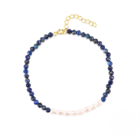 wholesale S925 Sterling Silver With Pearl And Turquoise Stone, A Niche Retro Women's Bracelet Featuring Popular French-inspired Design-Gold 925 silver