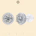 wholesale S925 Sterling Silver Women's New Round Stud Earrings with Moissanite, Elegant Wedding Gift, Direct from Source, Ready to Ship-0-0