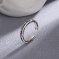 wholesale Metal zirconia light luxury colored ring for women, ins design open adjustable finger ring-0-0