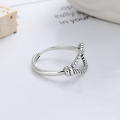 wholesale S925 Sterling Silver Retro Geometric Irregular Line Ring Ins Unisex Versatile Band-0-2