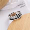 wholesale S925 Sterling Silver Vintage Chain Resin Drop T Letter Ring Cross-Border Trendy Adjustable Open Ring-0-1