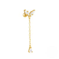 wholesale S925 Sterling Silver Moon Star Pendant Earrings With Screw Ball Threads For Cartilage Piercing-Single gold #15