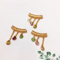wholesale S925 Gold-Plated Silver Natural Tourmaline Square Star Three-Connector Accessory Bracelet Necklace String Charm DIY Handmade Spacer Bead-0-2