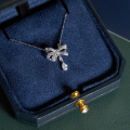 wholesale Sterling Silver Maker S999 Sweet Style Bow Necklace Women Light Luxury High-End Collarbone Chain Valentine's Day Gift-0-3