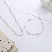 wholesale S925 Sterling Silver Korean Style Minimalist and Elegant Layered Pearl and Bead Accent Versatile Collarbone Necklace-YL509/Bracelet about 4.5 grams 925 silver