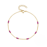 wholesale 925 Sterling Silver Small Luxury Extra Sparkly Colorful Zircon Bracelet, Trendy And Versatile-Gold-Rose Red Diamond 925 Silver