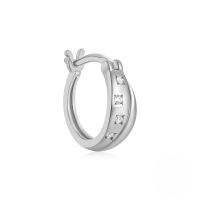 wholesale S925 Sterling Silver Ins Classic Zircon-inlaid Pentagram Octagram Hoop Ear Clasp Earrings-Single platinum #2 (9MM)  925 silver