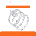 wholesale 925 Sterling Silver Marquise Moissanite Three-Piece Set Ring with Luxurious Full Pavé Design, Hot-Selling on Independent Sites-0-0
