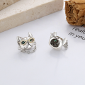 wholesale S925 Sterling Silver Creative Movable Glasses French Bulldog Gentleman Dog Stud Earrings Euro-American Hip Hop Punk Style Earrings-0-2
