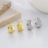 wholesale S925 Sterling Silver Korean-style Geometric Irregular Minimalist Small C-Hoop Earrings for Women-YFR125/white gold about 4.4 grams 925 silver