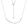 wholesale 925 Sterling Silver New Korean Style Simple Fashion Enamel Violet Pendant Necklace Collarbone Chain for Women from Source Manufacturer-0-0