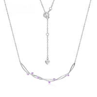 wholesale 925 Sterling Silver New Korean Style Simple Fashion Enamel Violet Pendant Necklace Collarbone Chain for Women from Source Manufacturer-Thick Silver Platinum 925 Silver