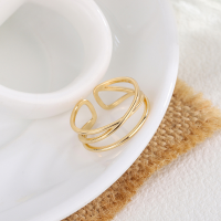 wholesale Metal 925, Tide Small White Cross Circle Ring Women Small Design High-End Sense Ins Trendy Luxury Adjustable Index Finger Ring-xb1126-gold opening adjustable