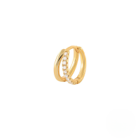 wholesale 925 Sterling Silver Double-layer Zircon-studded Ear Cuff Creative And Luxurious-Single gold-white diamond