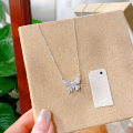 wholesale S925 Sterling Silver Light Luxury Freshwater Pearl Butterfly Necklace for Women, Small Exclusive Design with High-End Sparkling Diamond Fringe Choker-0-2