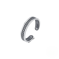 wholesale S925 Sterling Silver Vintage Aged Planet Ring, Oxidized Silver Craft Unisex Commute Open Adjustable Ring-Thai silver #7&gt; opening adjustable