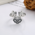 wholesale S925 Silver Retro Ethnic Style Fist-Grip Peace Lock Unique Niche Creative Design Open Adjustable Ring-0-3