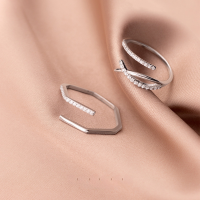 wholesale S925 silver ring women Korean style simple and fresh sweet diamond-encrusted cross open jewelry J7875-S925 silver ring cross style>Adjustable opening