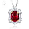 wholesale 925 Sterling Silver with High Carbon Diamonds, 2 Carat Simulated Ruby Women's Pigeon Blood Red Pendant,Ins。-0-0