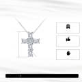 wholesale S925 Sterling Silver Jewelry, Luxury-Grade Ultra-Sparkling Zircon Cross Necklace, Unisex-0-4