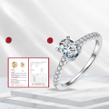wholesale S925 Sterling Silver Classic 1 Carat Moissanite Engagement Ring Custom Oval Egg Shape Moissanite Ring-0-0